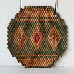 Vintage Handmade Western Woven Wood Trivet
